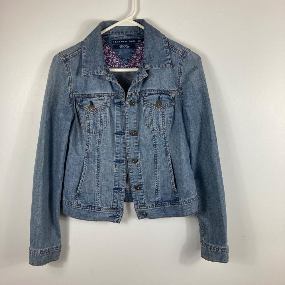 Womens Tommy Hilfiger Floral‎ Detail Jean Jacket XS
